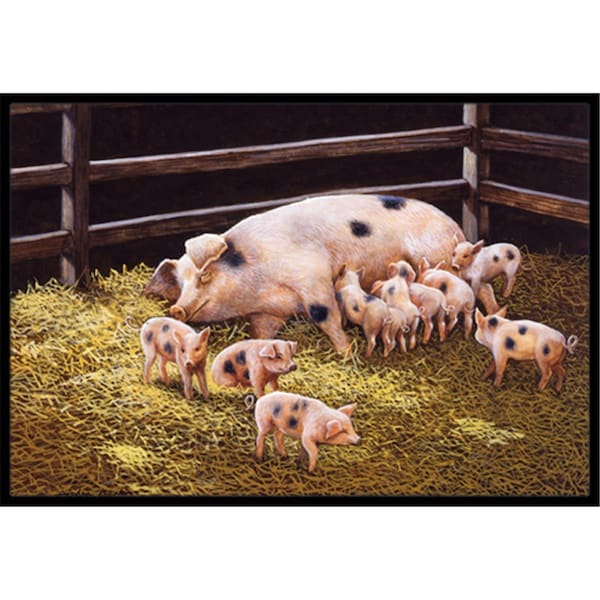 Jensendistributionservices Pigs Piglets at Dinner Time Indoor or Outdoor Mat, 24 x 36 MI2557351 - main